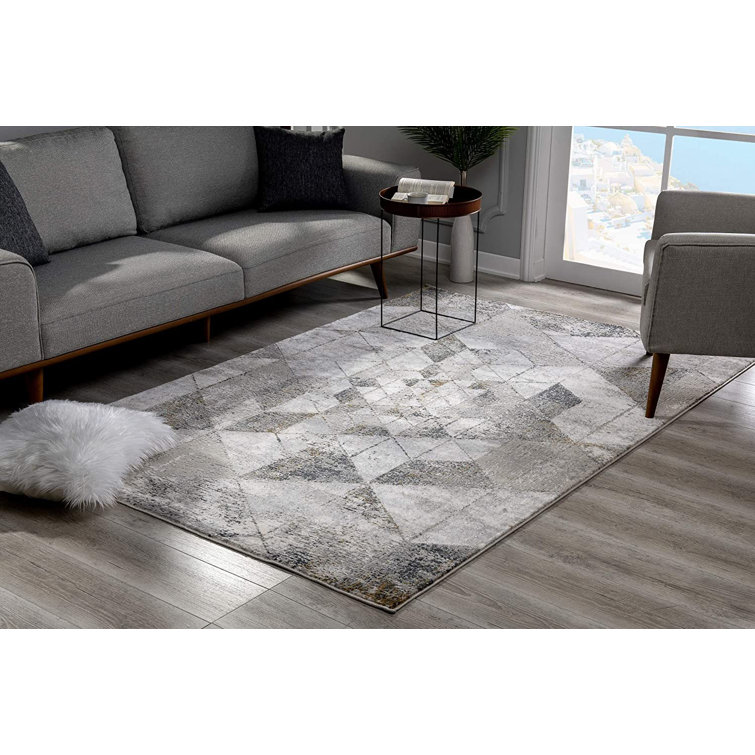 Corrigan Studio® 8’ X 11’ Gray And Ivory Abstract Distressed Area Rug